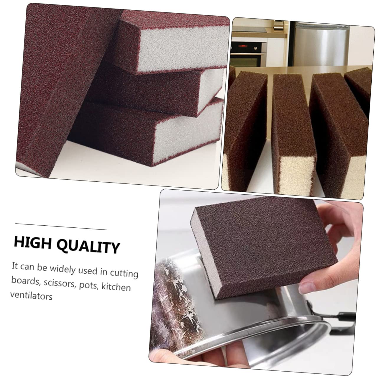 SOLUSTRE Esponjas De Lijado Nano para Limpieza De Cocina 12 Piezas, 10x7x2.5 Cm, Color Marrón Rojizo, Esponja Abrasiva Reutilizable para Ollas, Sartenes y Superficies Óxido