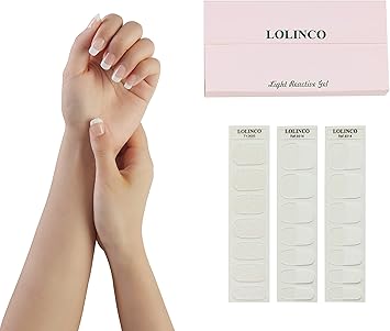 Amazon.com : LOLINCO Semi-Cured Gel Nail Strips 21 Stickers | Glossy