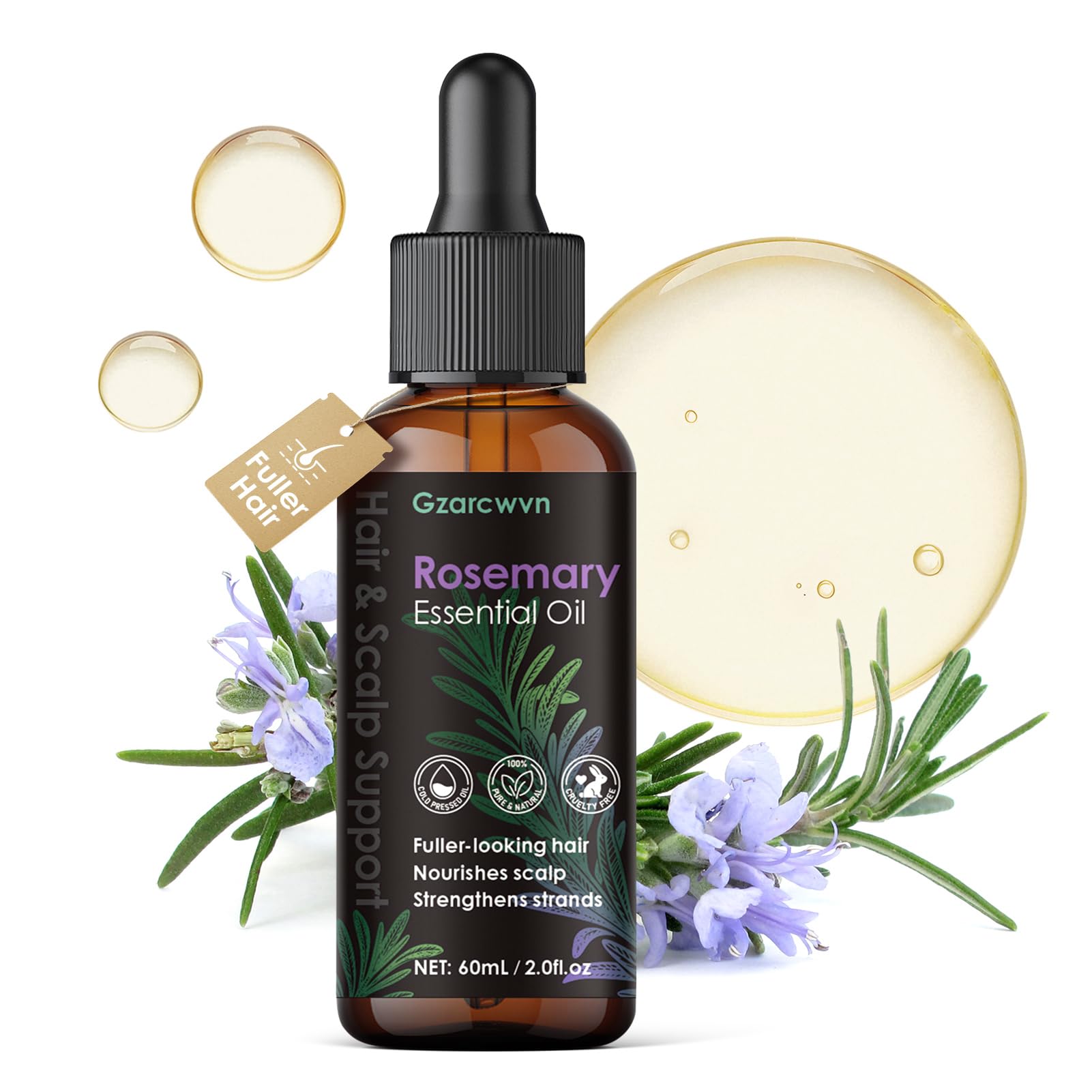Rosemary Essential Oil for Hair Growth & Scalp Care, 60ml