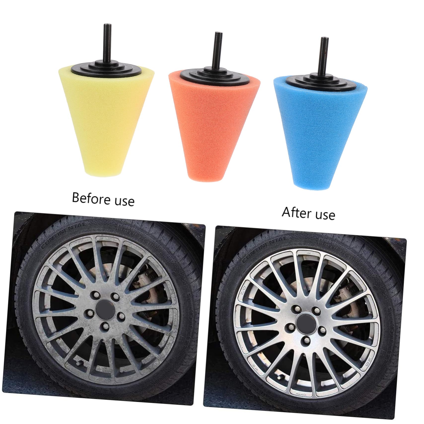 5 Ensembles Roue De Polissage Cendrier Pour Voiture Éponge De Polissage De Roue Automatique Touret À Polir Accessoires Auto Cône De Polissage De Roue Automobile 3 Pièces * 5