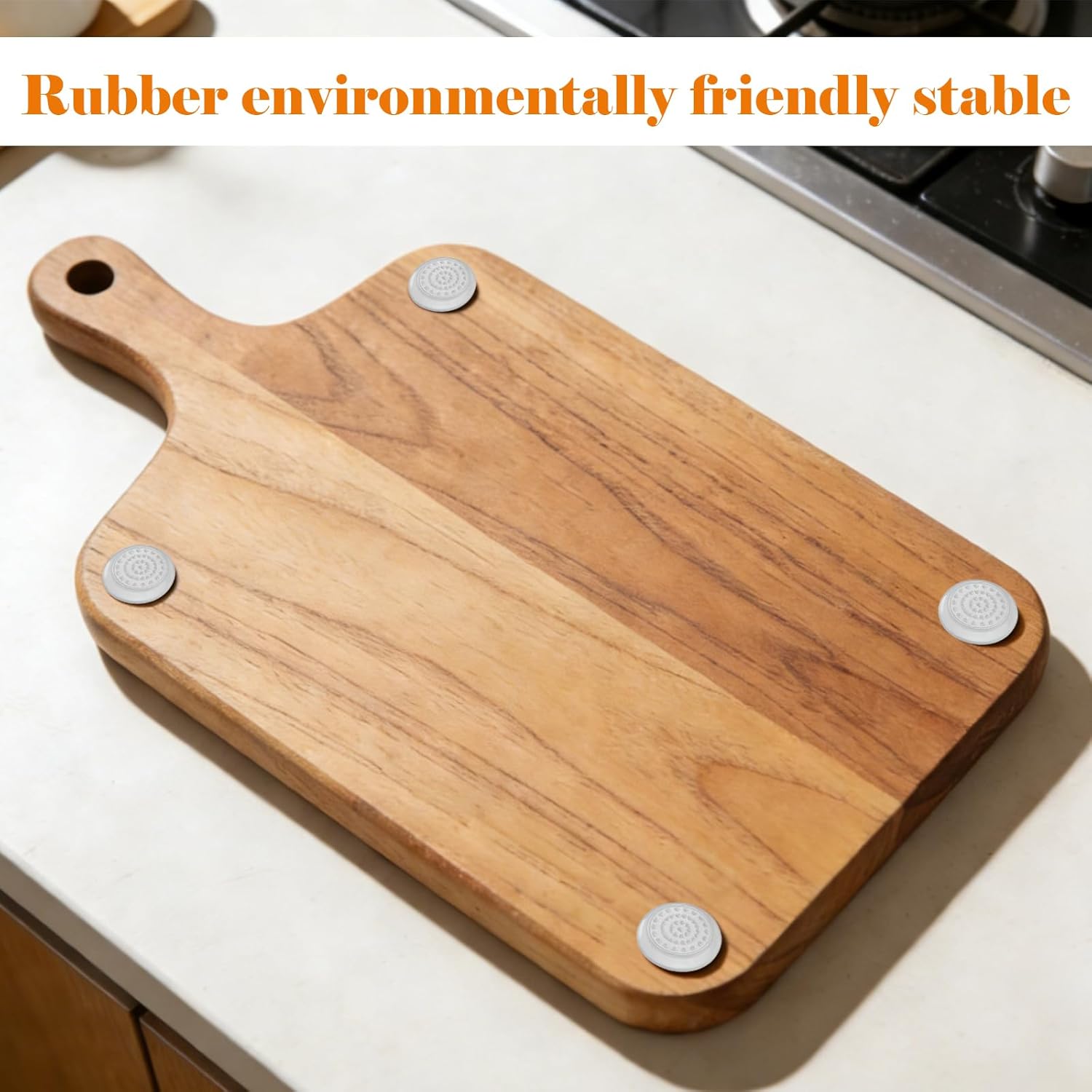 8 Pack Anti-Slip Clear Cutting Board Stabilizer Pads — Self-Adhesive Silicone Rubber Feet for Chopping Blocks, Waterproof Shock-Absorbent Noise-Reducing Non-Marking Grips (Transparent Round)