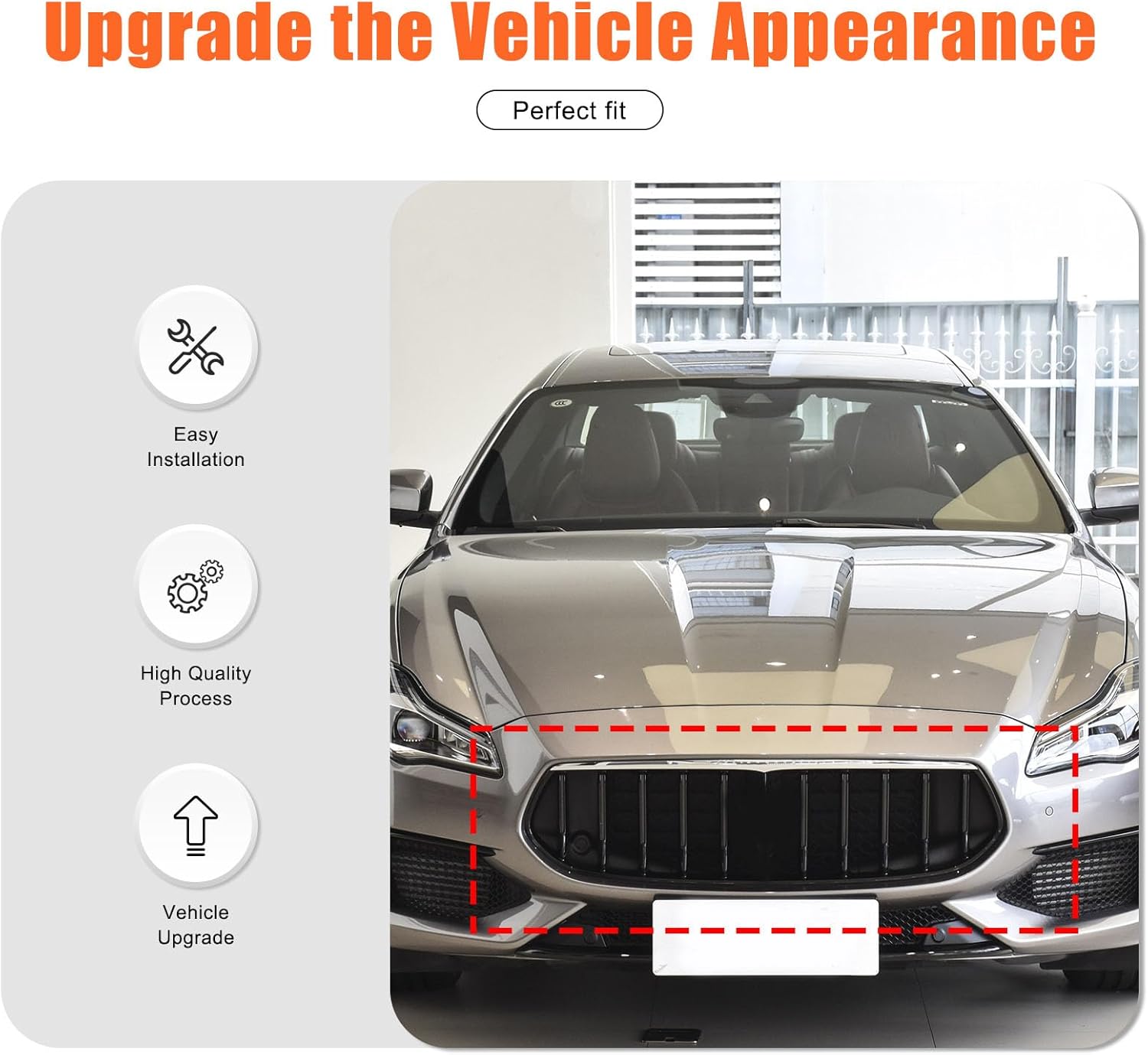 Front Grille Vent Cover Trim Compatible with Maserati Ghibli Quattroporte 2022-2024, Car Exterior Decoration Accessories