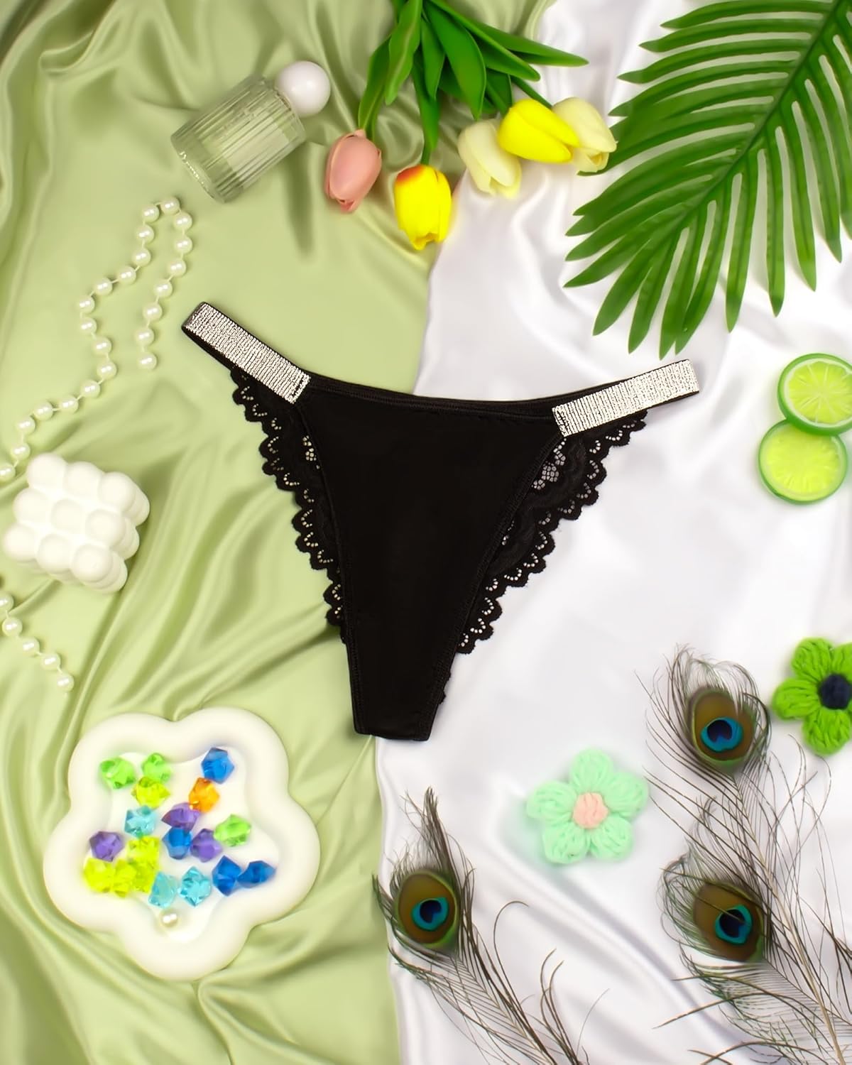 Sexy Panties for Women Underwear Glitter Lace Thongs Low Rise Briefs - Image 6