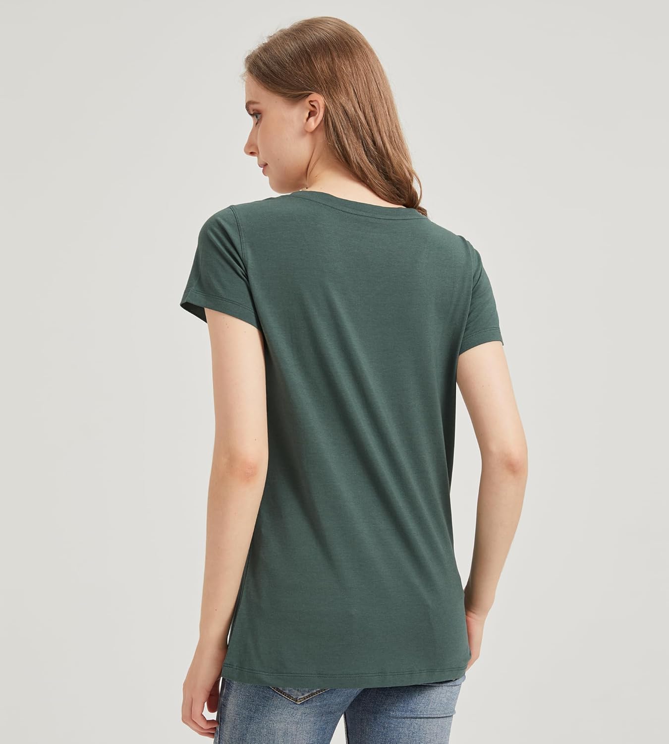 netdraw Women's Ultra-Soft Bamboo Viscose Cotton V-Neck Short Sleeve T-Shirt, Casual Summer Tops for Lounge Sleep Pajama - Image 6