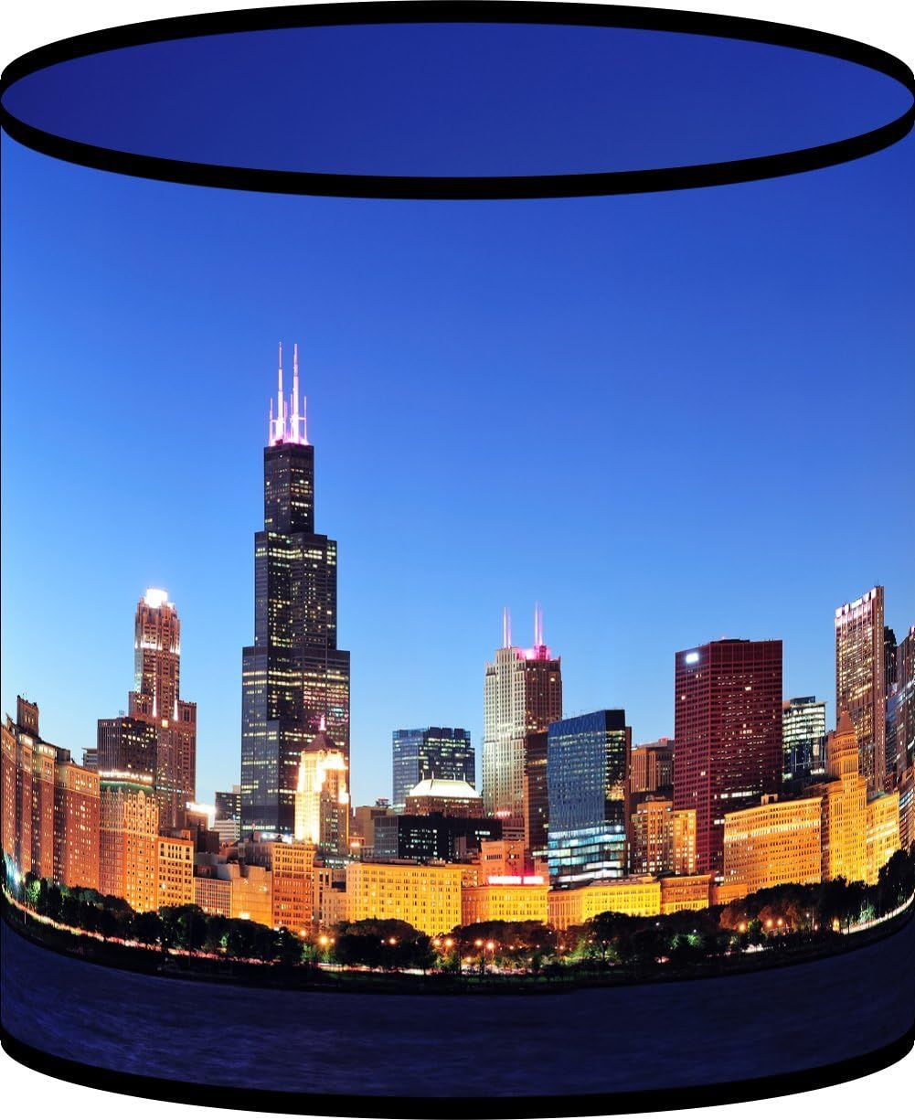 LampPix 10.00 Inch Table Lamp Shade - Chicago Skyline Canvas Desk Lampshade (Spider Fitting)