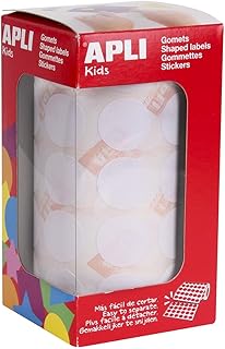 APLI Kids 11905 - Rollo de gomets redondos 20 mm, color blanco