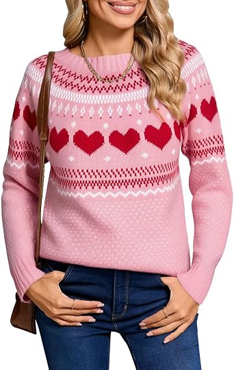 shermie Womens Fair Isle Pullover Sweaters Loose Casual Fall Winter Knit Sweater