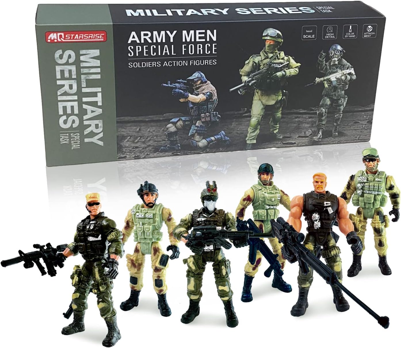 Army Men Soldiers Toy for Boys 4-7, Military Playset Figures With Weapons, Action Figures Set Birthday Gift for Ages 3+