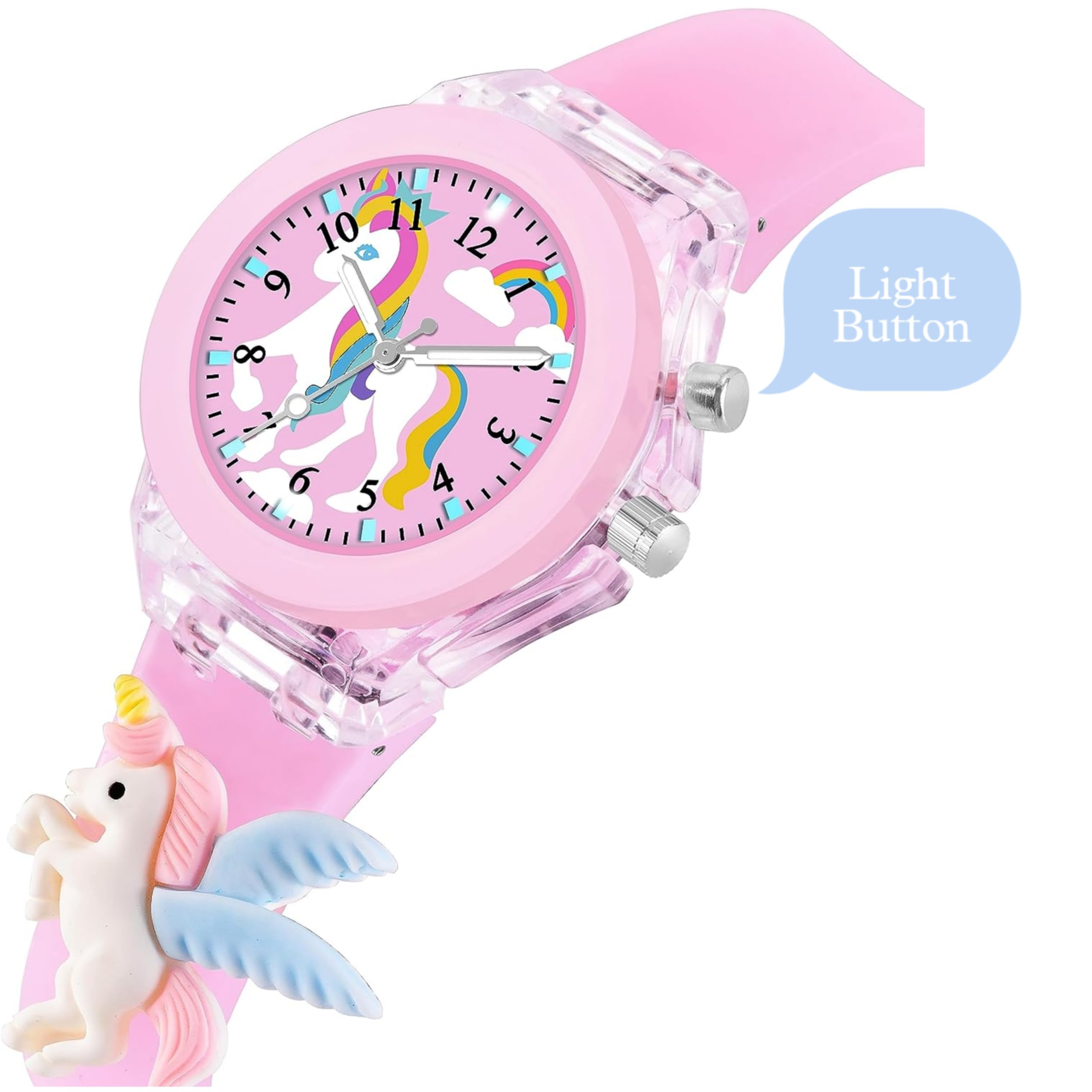 FRIEDRICH 3D Cartoon Charecter Multi Colour Light Children Kids Watch for Boys Girls Analog Watch Boys Best Gift Baby for Kids Watch for 3+ to 11 Year Old boy Girl (Pink) 1