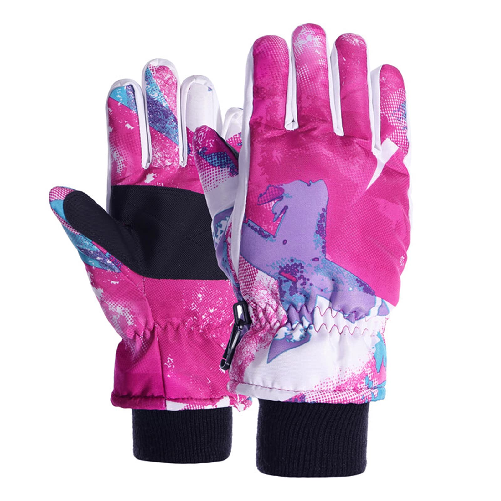 Guanti invernali da sci da neve impermeabili per ragazzi e ragazze, guanti da sci per bambini piccoli, colore rosa