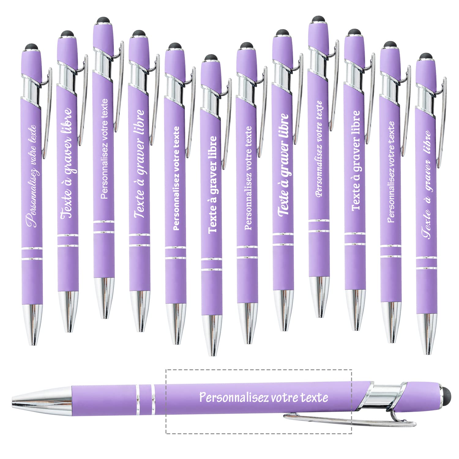 Brocade Creek 96pcs Personalized Ballpoint Pens, Custom Pen Free Engraving with Name Logo, Black Ink Pen with Stylus Cap, Office, Memorial Day, Graduation