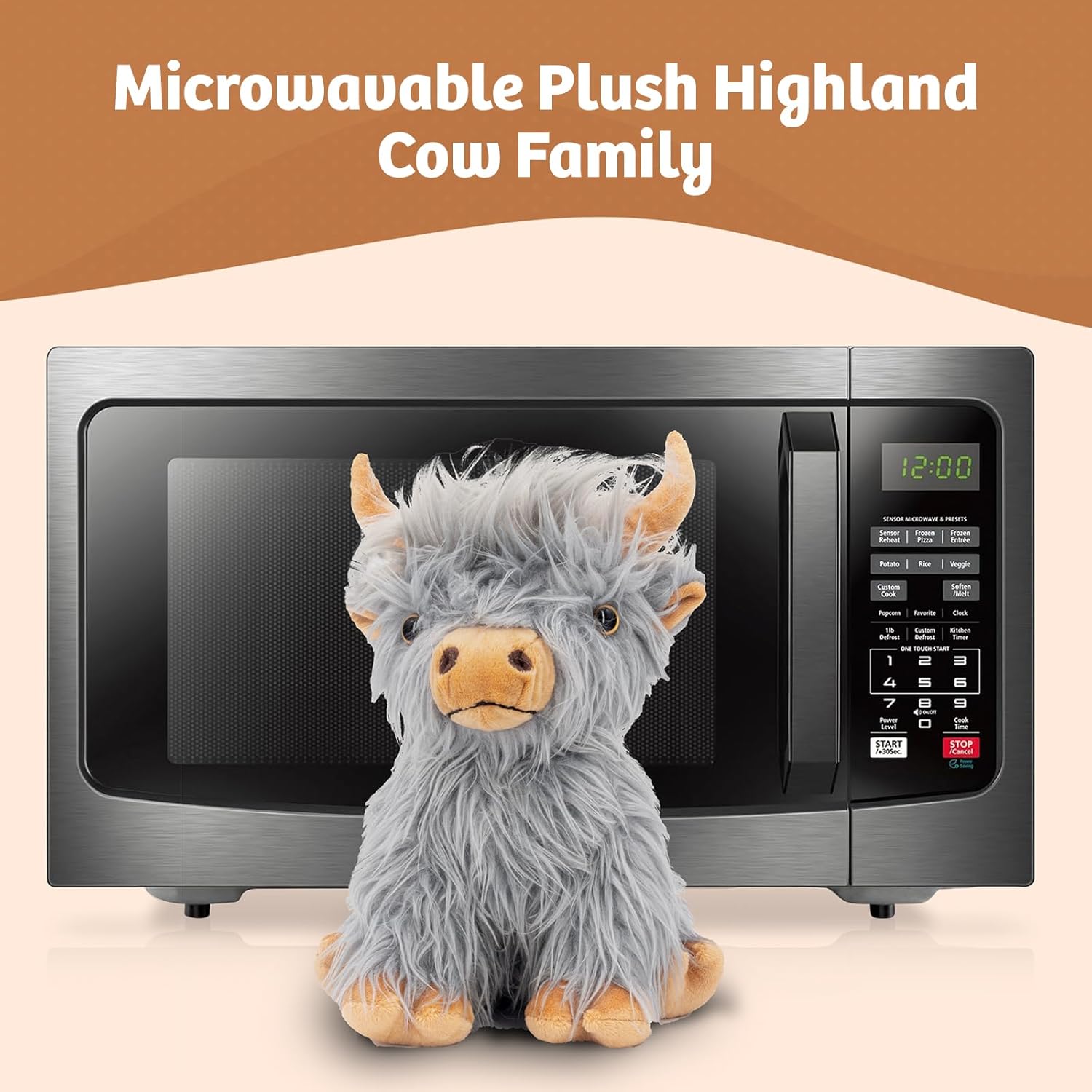 Marysun Highland Cow Stuffed Animal Toy, Gray Microwavable Highland Cow Gift for Girls and Kids - Image 5