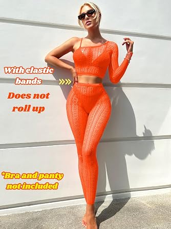 EHSUYAB Rave Outfits For Women, Sexy Mesh Jumpsuit Party Club, 2 Piece Body Stocking Lingerie Fishnet Bodysuit Music Festival
