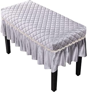 Yi Chen Luxury Piano Stool Bench Covers With Quilted,Velvet Plush Piano Seat Cover Non-slip Stool Cushion Protector Slipcover Rectangle Piano Stool Pad Chair Cover-gray-A-individual