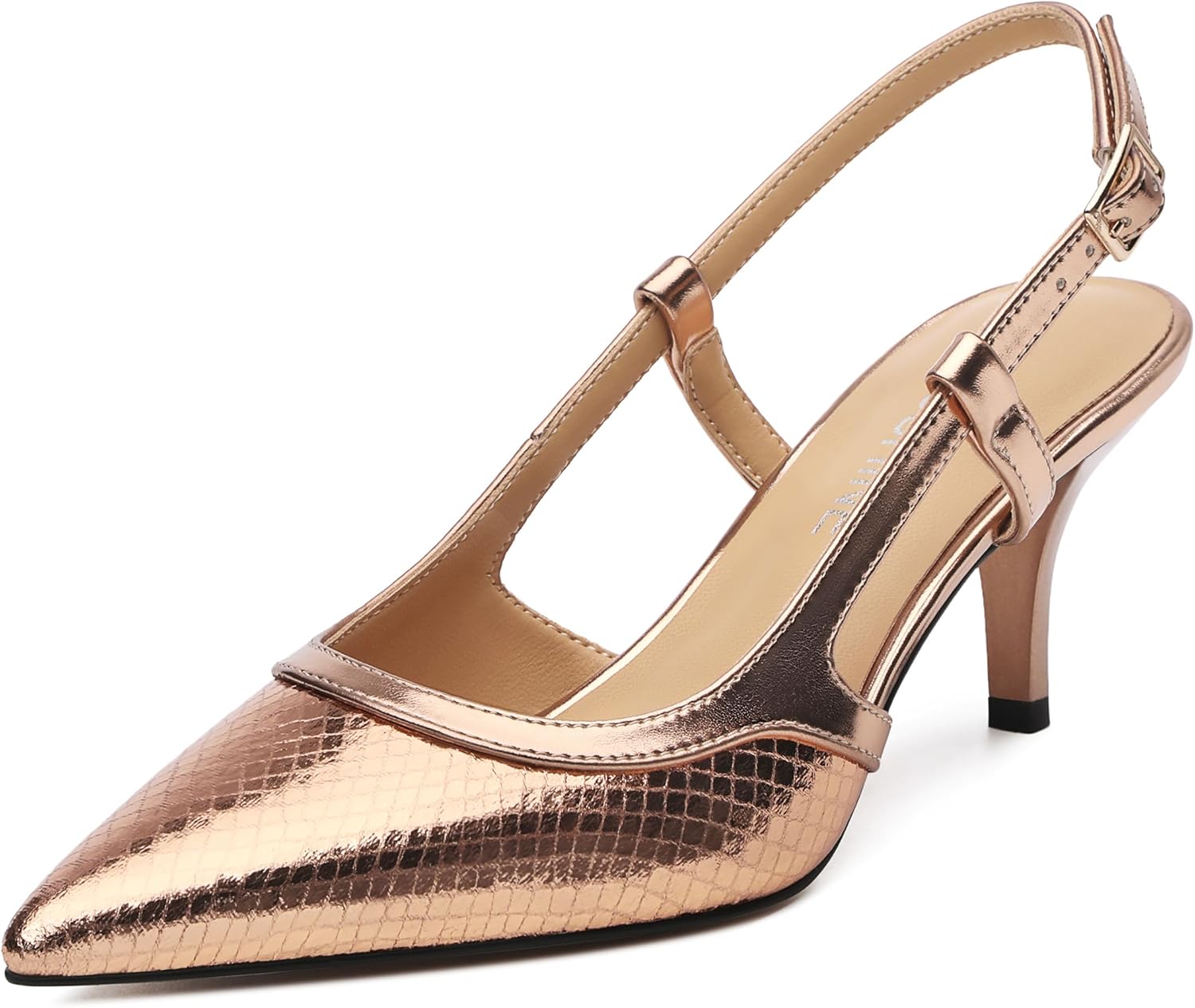 Women's Slingback Kitten Heels Pointed Closed Toe 2 Inch Low Heel Pumps for Wedding Business Work Comfortable Classic Dressy Shoes