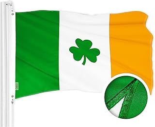 G128 Ireland Irish Shamrock Flag | 2.5x4 Ft | ToughWeave Series Embroidered 300D Polyester | Embroidered Design, Indoor/Outdoor, Brass Grommets