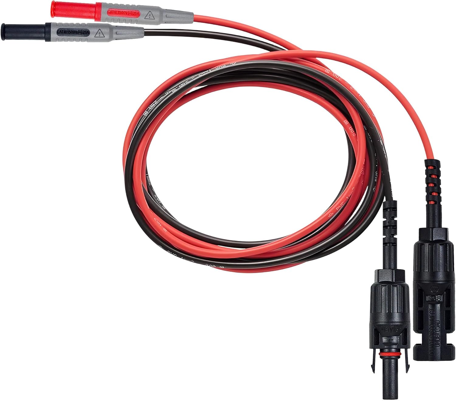 ZIBOO PVLEAD1 Solar to 4mm Test Lead Set, Solar Test Cables Wires 1000V/20A for Photovoltaic Solar Panel System, Compatible with Fluke 87VMAX-PVLEAD1,SMFT-1000