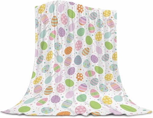 Manta de huevos de Pascua, coloridas decoraciones de Pascua para niños y niñas, manta de franela de huevo de Pascua feliz, manta de Pascua súper