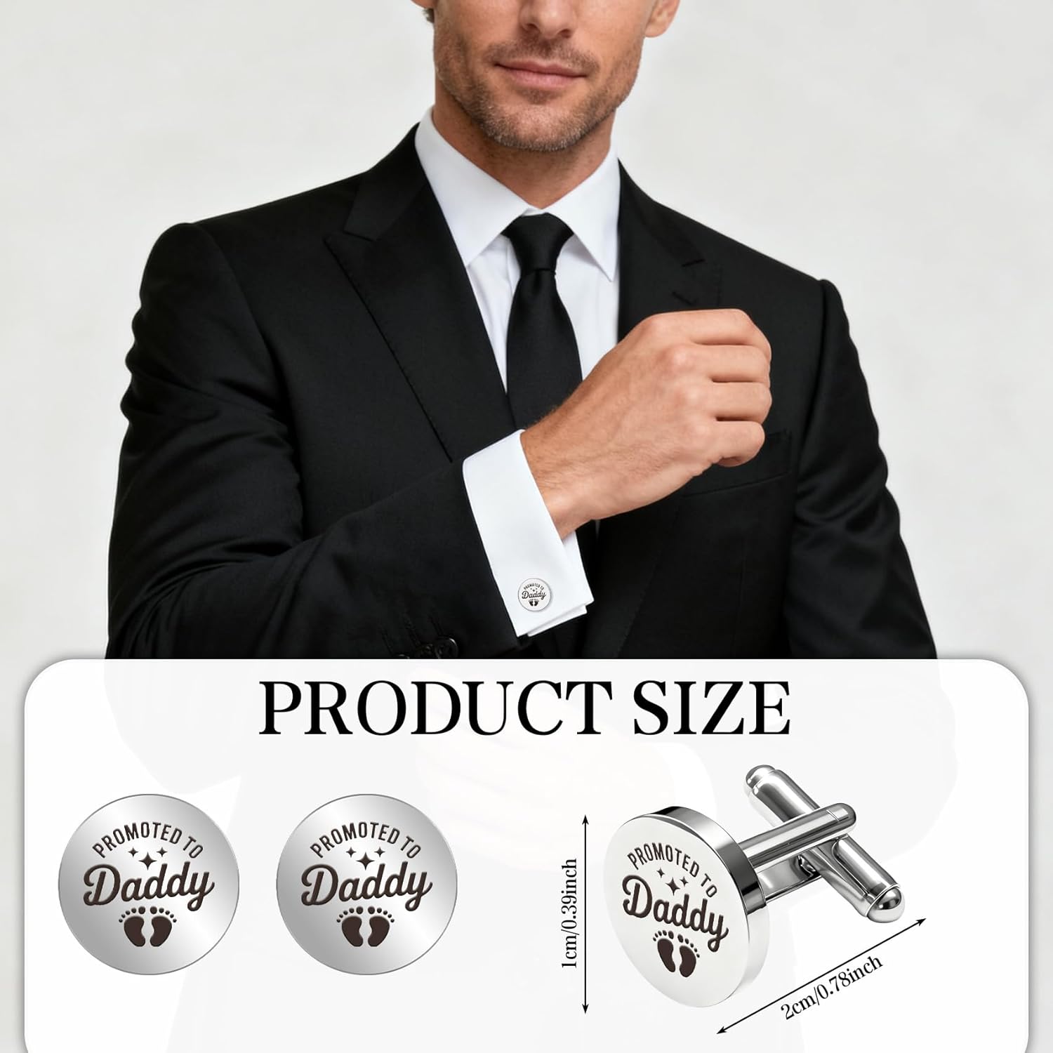 Aelciyue カフスボタン メンズ ニューダッド - ステンレススチール カフリンクス 彼へのギフト プロモート・トゥ・パパ