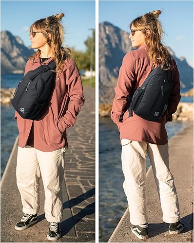 Miniatura 61 de Waterfly - Mochila cruzada tipo bandolera para viajes y caminatas, bolsa de pecho, Gris, talla única