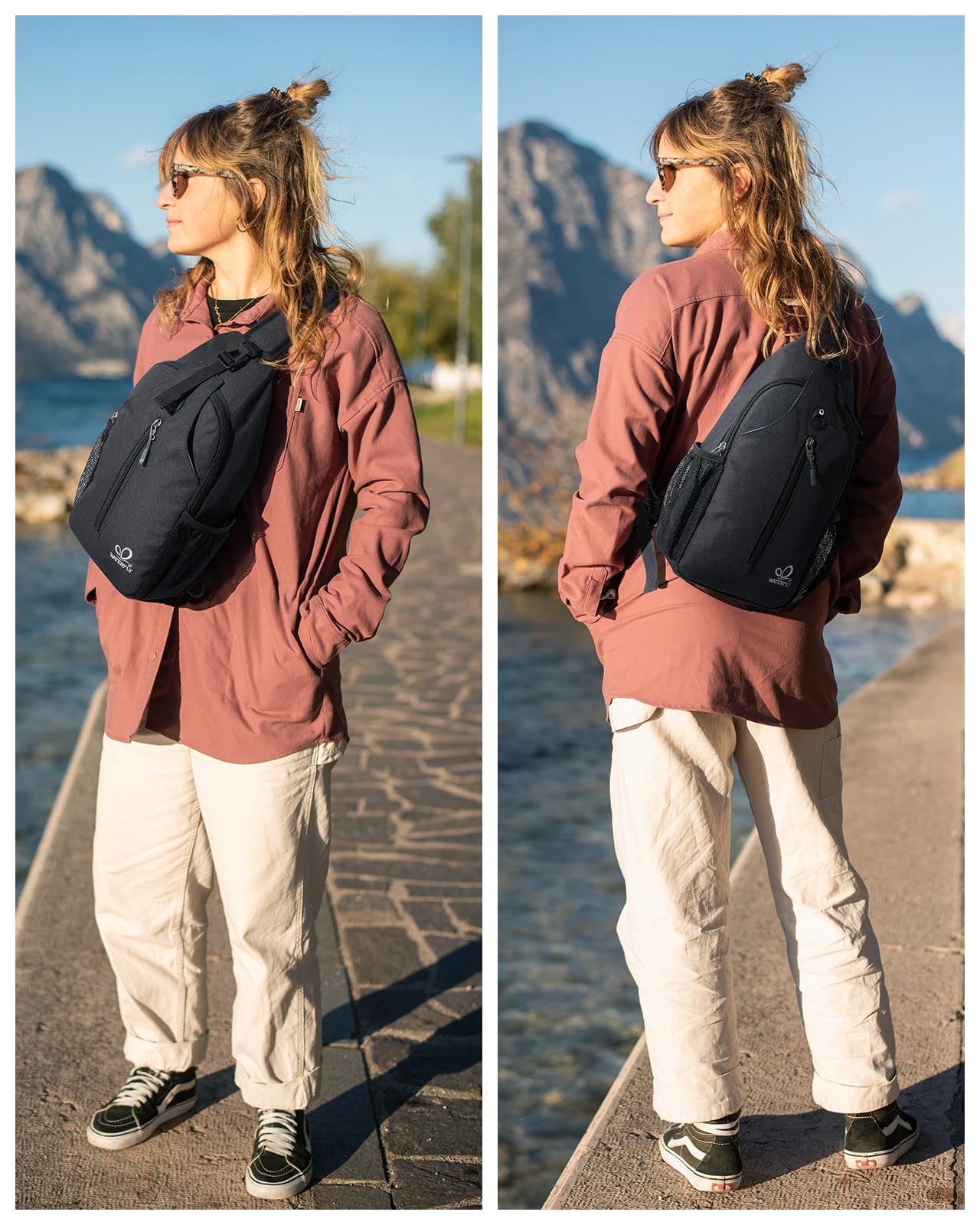 WATERFLY Piccola borsa da trekking: zaino incrociato per uomo e donna con tracolla delicata sulla pelle