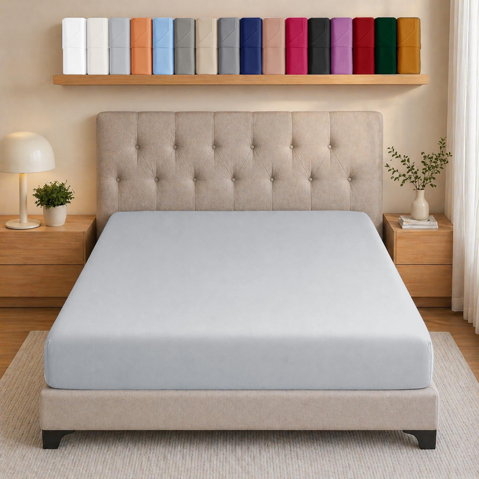 Ameha Silver Fitted Sheet Single Bed Deep Pocket Up To 25 Cm Bedsheets For Single Bed Soft Brushed Microfiber Elasticated Corners Bottom Sheet Shrinkage And Fade Resistant Breathable