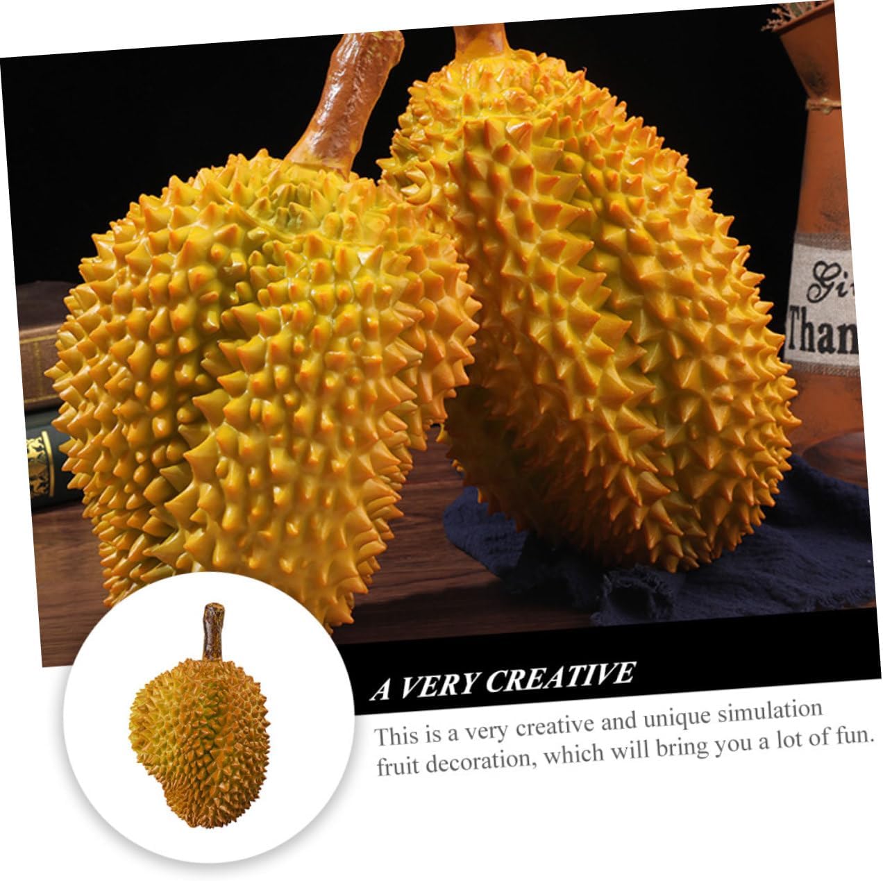 GALPADA Lifelike Decorative Durian Model Premium Plastic Fake Fruit Prop Realistic Fruit Adornment for Home Decor Shop Displays Educational Durian Craft