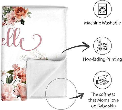 Miniatura 12 de Mantas de bebé personalizadas – Regalos personalizados para bebé con nombre para niñas – Suave, ligera y para regalar (mariposa 155) Mariposa