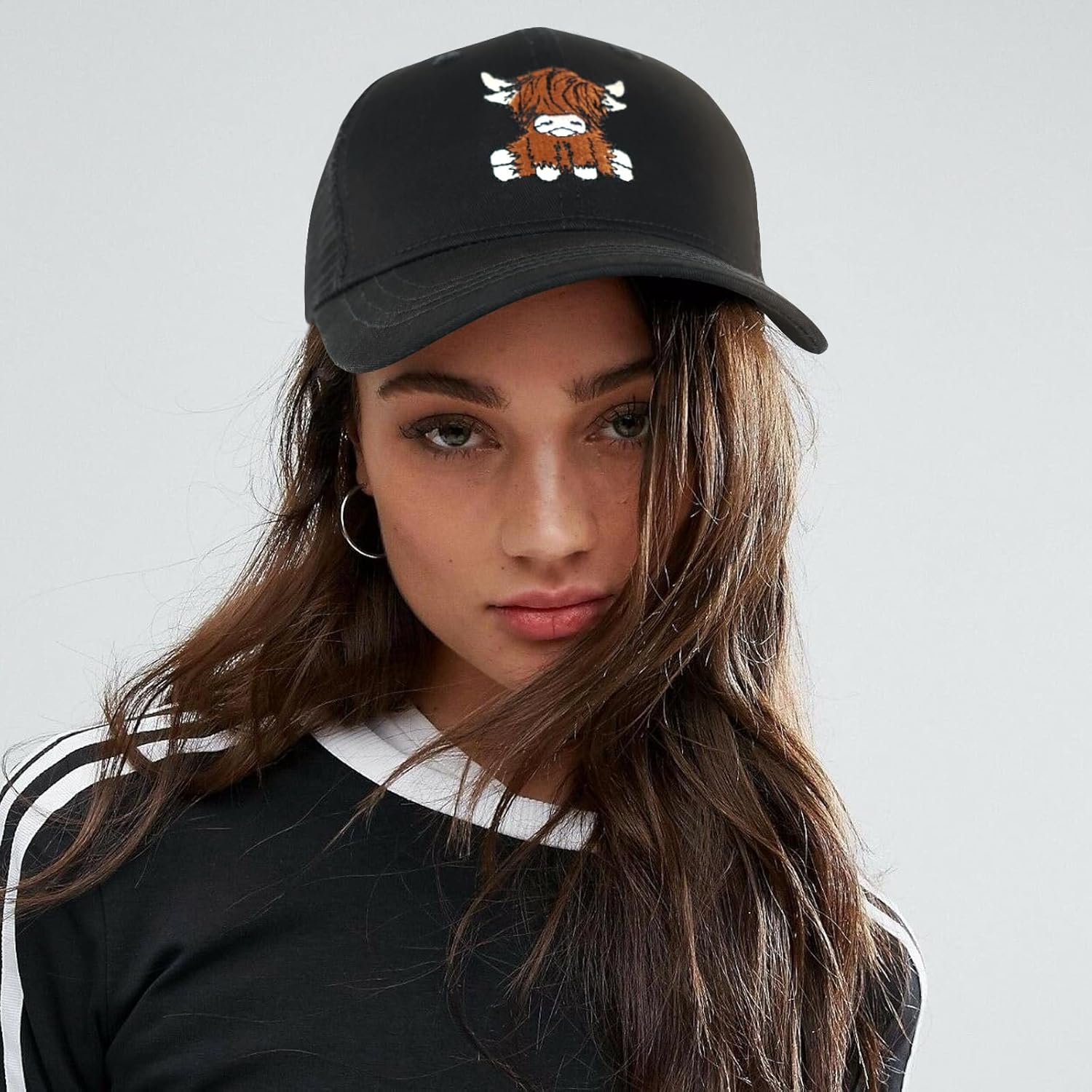 Scottish Highland Cow Hat, Cute Embroidery Mesh Baseball Cap Trucker Hats Highland Cow Gifts for Women Men - Image 6