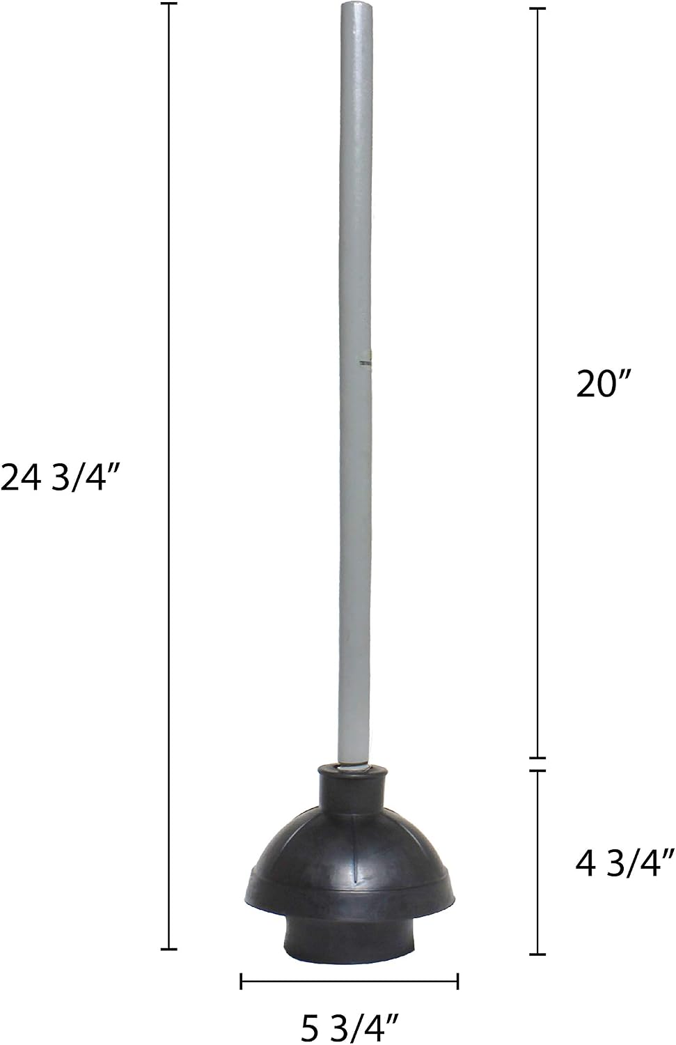 Plastic plunger with 21 inch long wooden handle, black color, comes in each