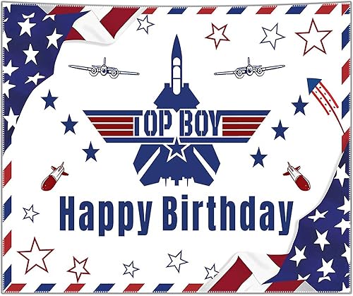Avezano Telón de fondo de cumpleaños de avión para niños, temática militar de combatiente, decoraciones para fiestas de cumpleaños, cartel de fiesta