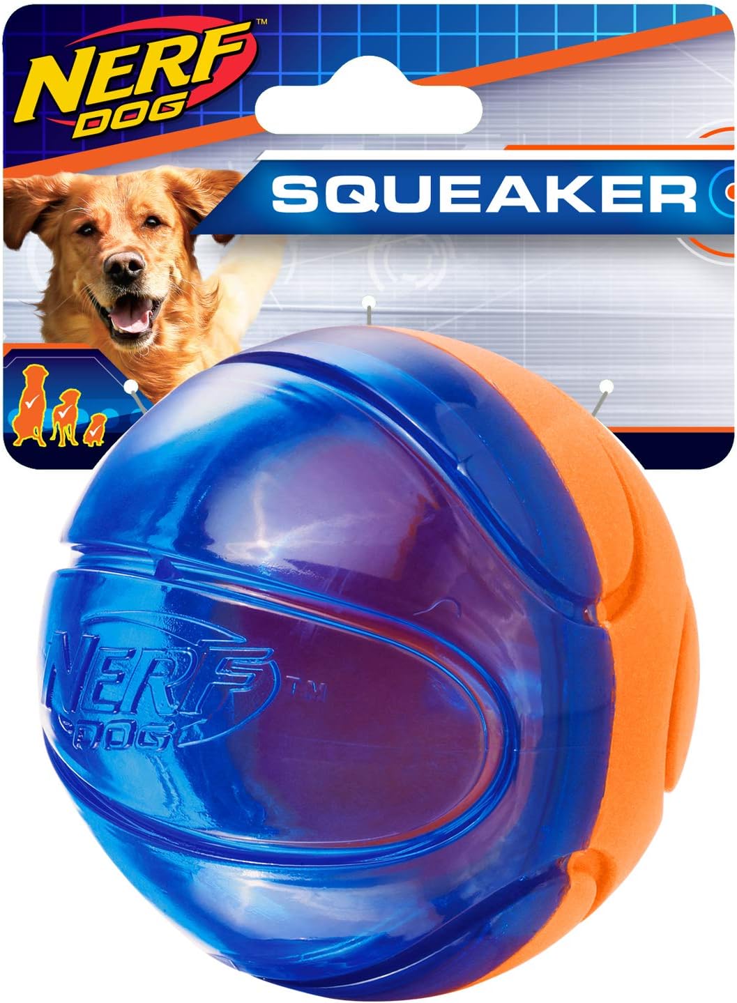 Pet Supplies : Nerf Dog 3.25in TPR/Foam Squeak Basketball - Blue/Orange : 