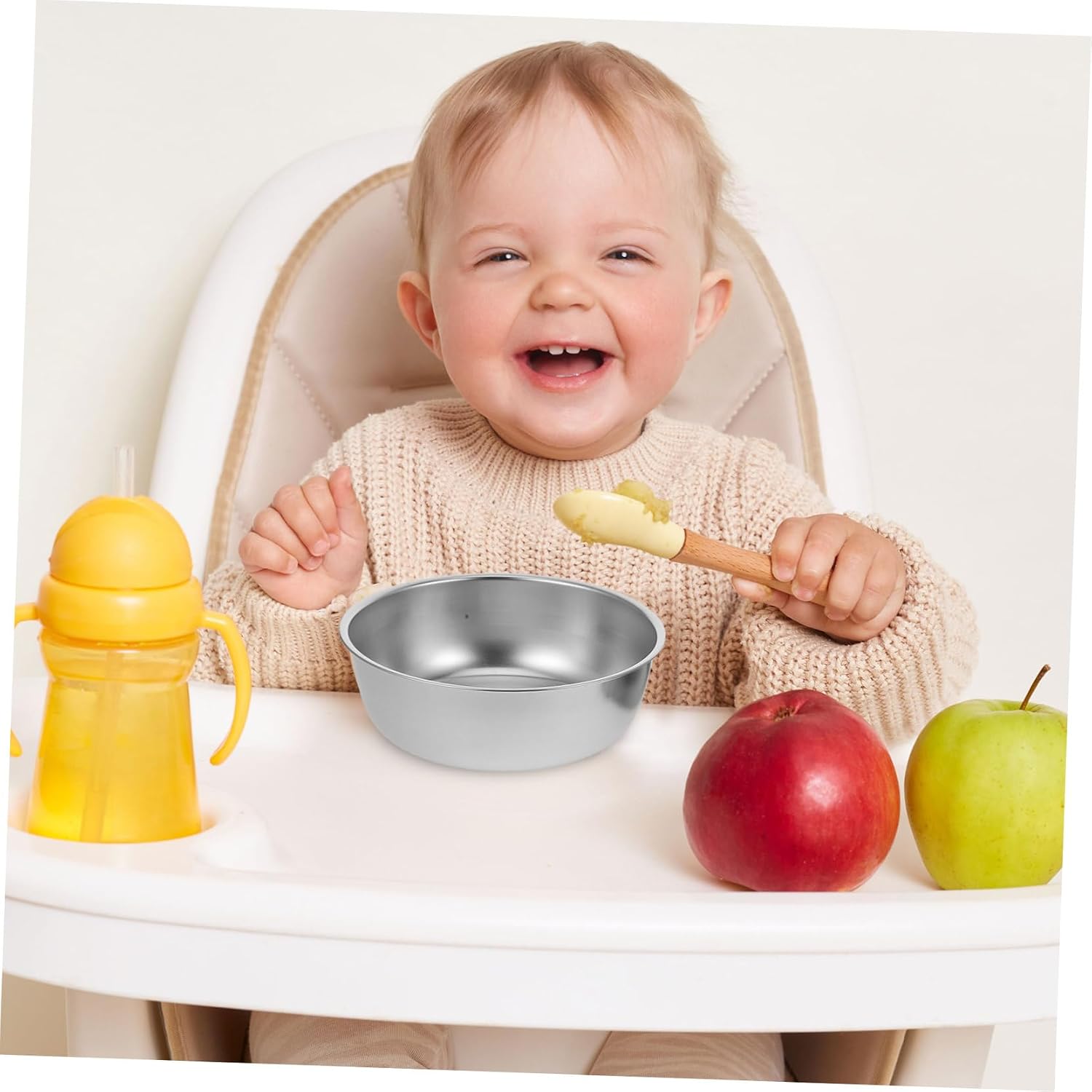 BESPORTBLE Stainless Steel Bowl with Lid Safe Boy Girl Feeding Bowl for Toddlers and Boy Girl Portable Rice and Soup Dish Suitable for Home and Kindergarten Use