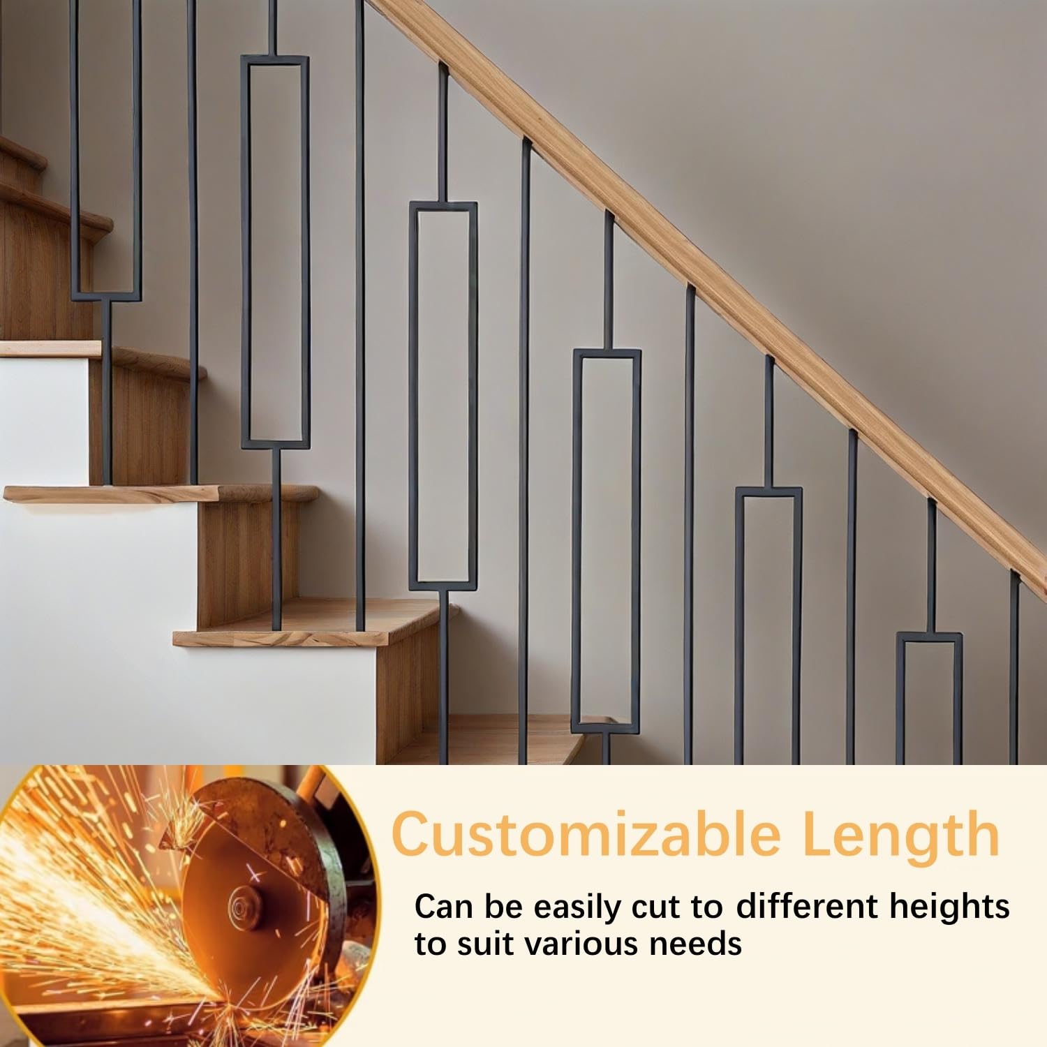 TMEE 44"Metal Staircase Baluster With Screws Deck Spindles And Stairs Railing For Outdoor Stair Deck Porchhollow 15 Packs Teew1027 - View #2