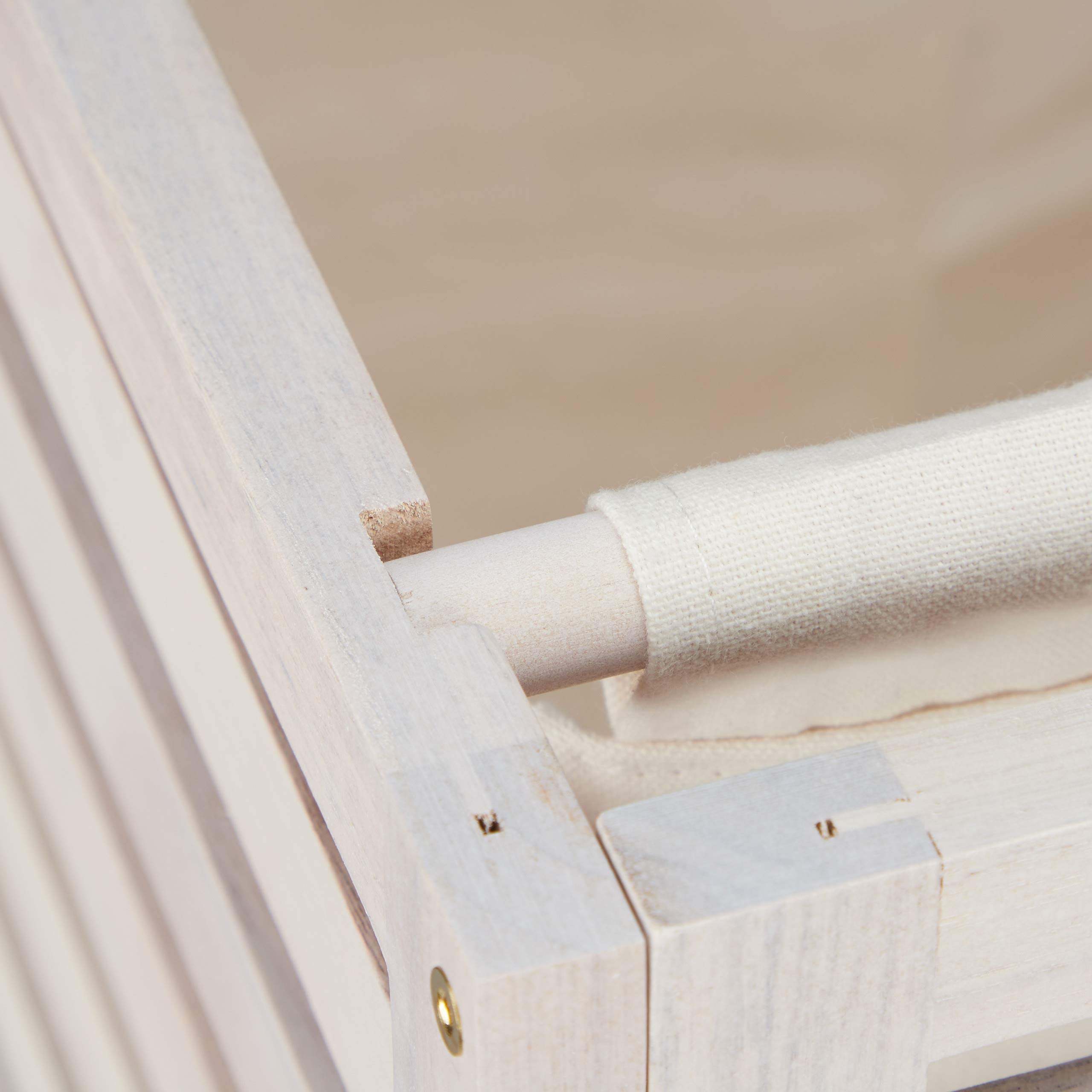 Relaxdays Cesto Ropa Sucia Hecho de Madera de Nogal con Tapa, Cubo Colada con Saco Lavable 52 l, 65,5x45x45 cm, Blanco
