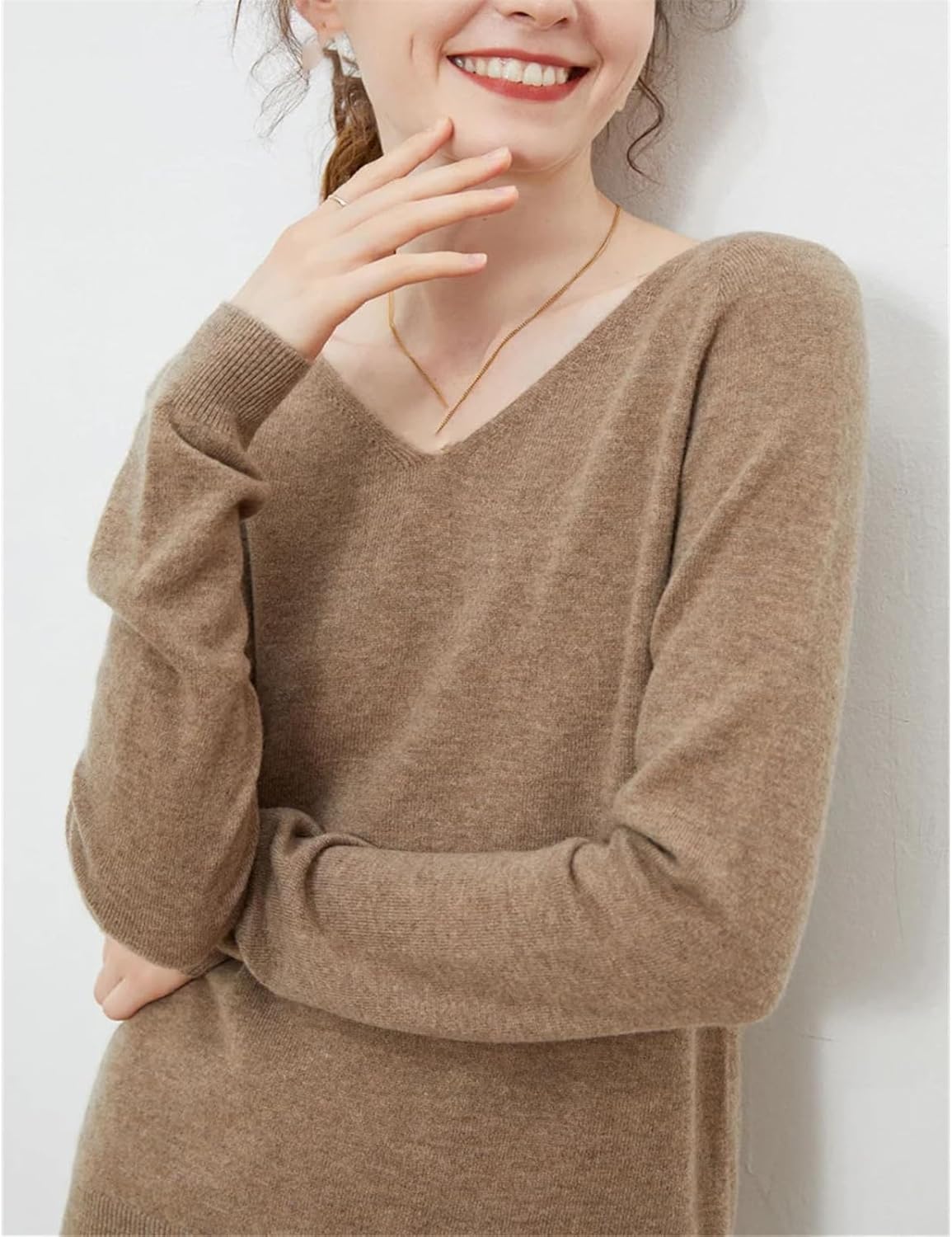 Women's Wool Sweater V Neck Oversized Pullover Jacket Women's Warm Tops