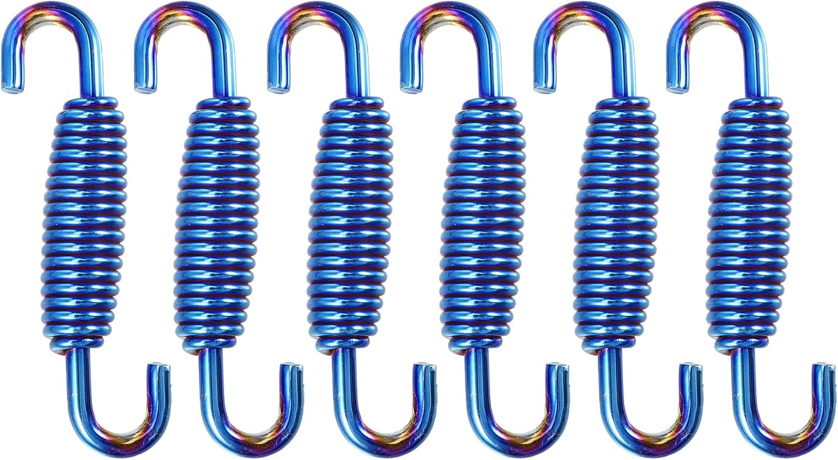 X AUTOHAUX 6 Piezas 55mm 2.17"Motocicleta Silenciador Tubo de Escape Resorte Azul