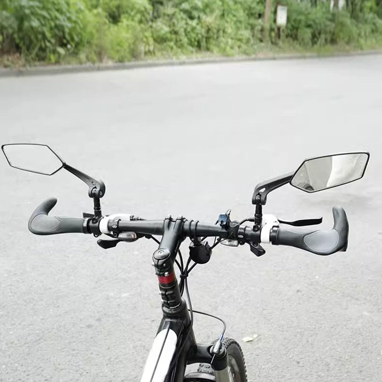 Fahrradspiegel 1 Paar, HD-Weitwinkel-Lenker-Rückspiegel um 360° Drehbarer Seitenspiegel aus Sicherheitsglas Fahrrad-Lenkerspiegel für Mountainbike, E-Bike, Roller, Snowbike,