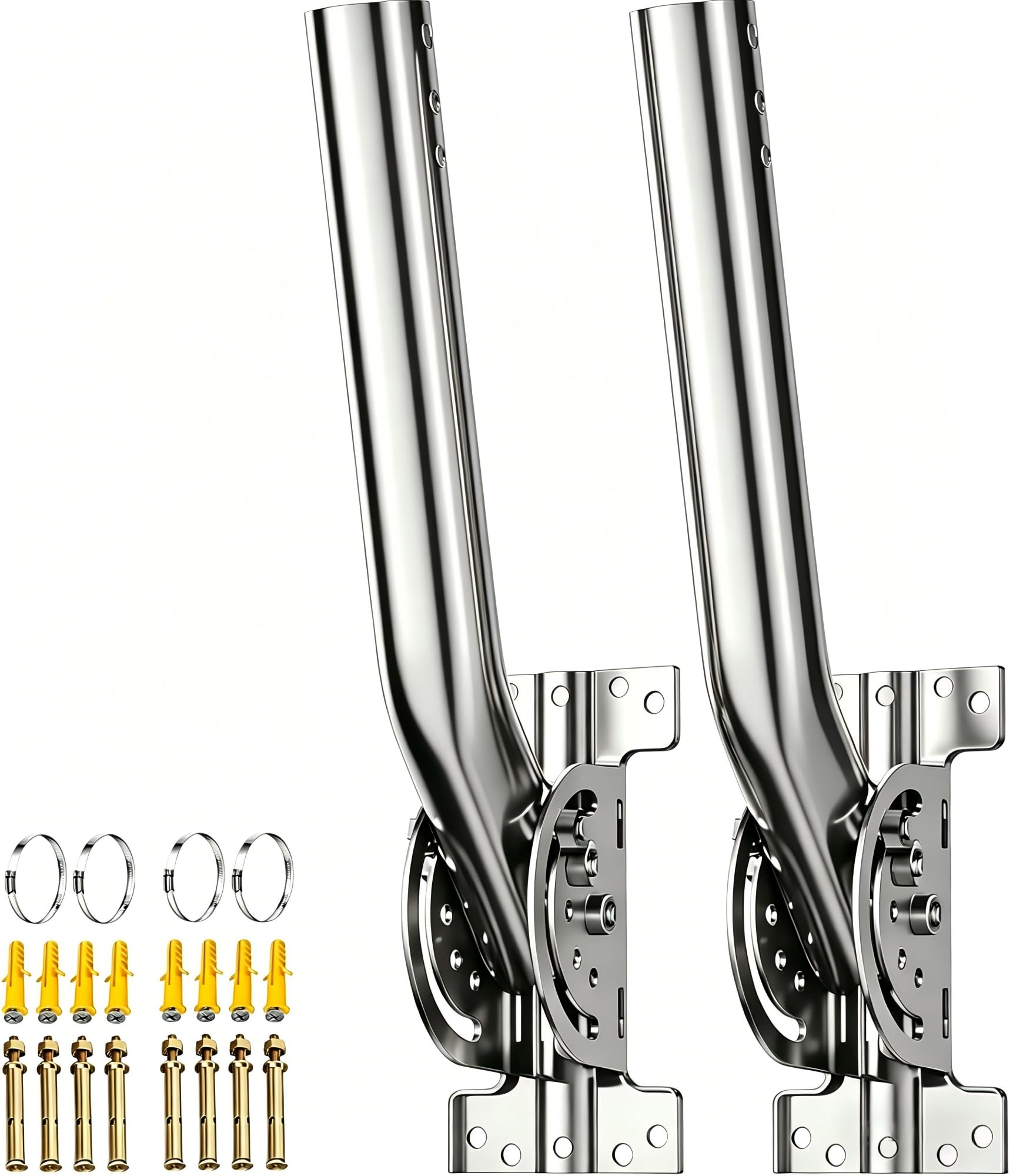Universal Heavy Duty 430 Stainless Steel Antenna Mount Pole – 1.38" Dia x 14.6" L Mast for Wireless Bridges, Outdoor Antennas, Starlink, Weather Stations &amp; WiFi Extenders, Silver (2-Pack)