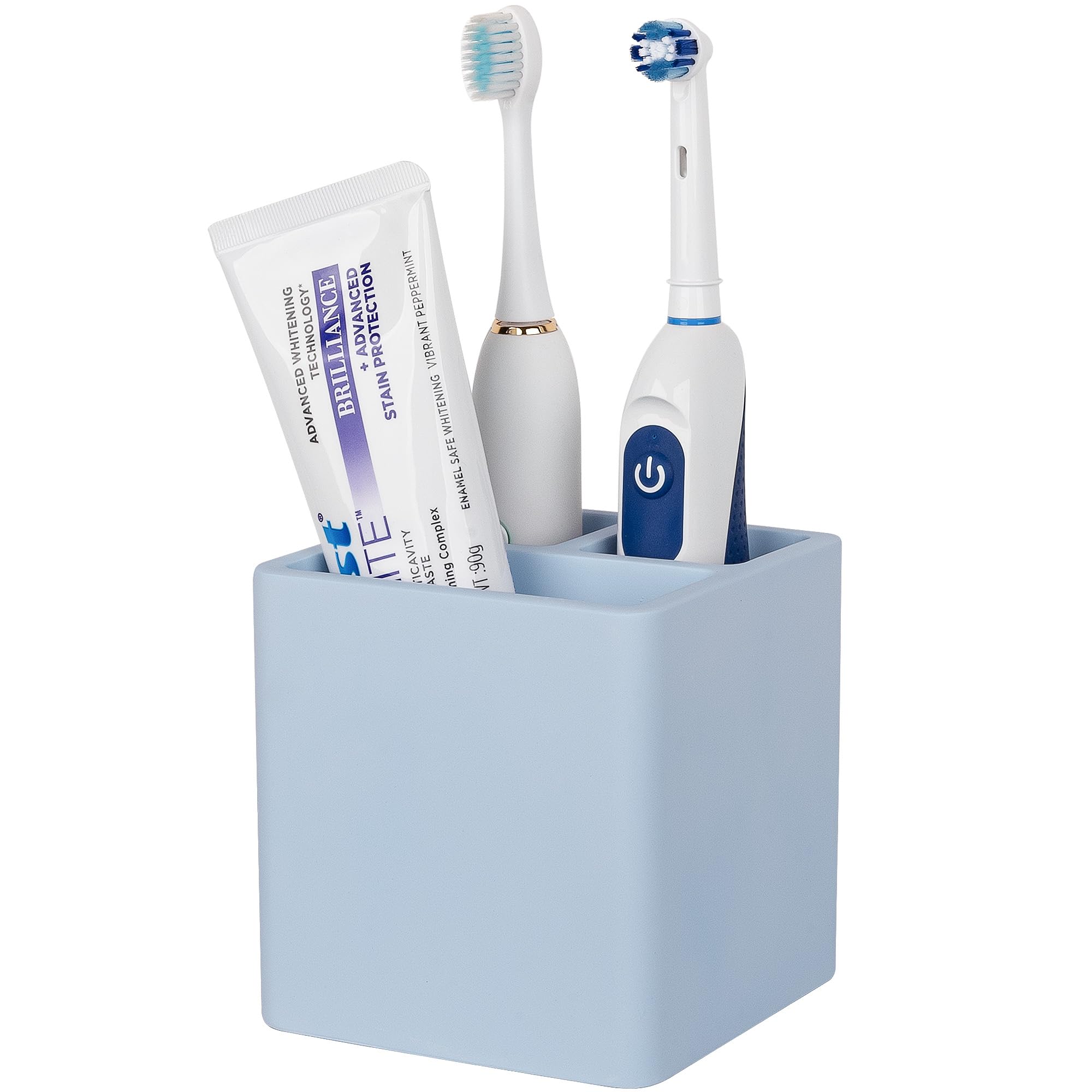 Diatomite Toothbrush Holders for Bathrooms, Electric Toothbrush and Toothpaste Holder 3 Slots Tooth Brush Organizer for Bathroom Countertop, Shower, Vanity - Blue