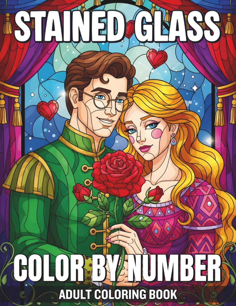 Stained Glass Color By Number Adult Coloring Book: Intricate Stained Glass Designs for Stress Relief and Creative Expression with Simple Numbered Sections and Beautiful Mosaic Style Nature Art