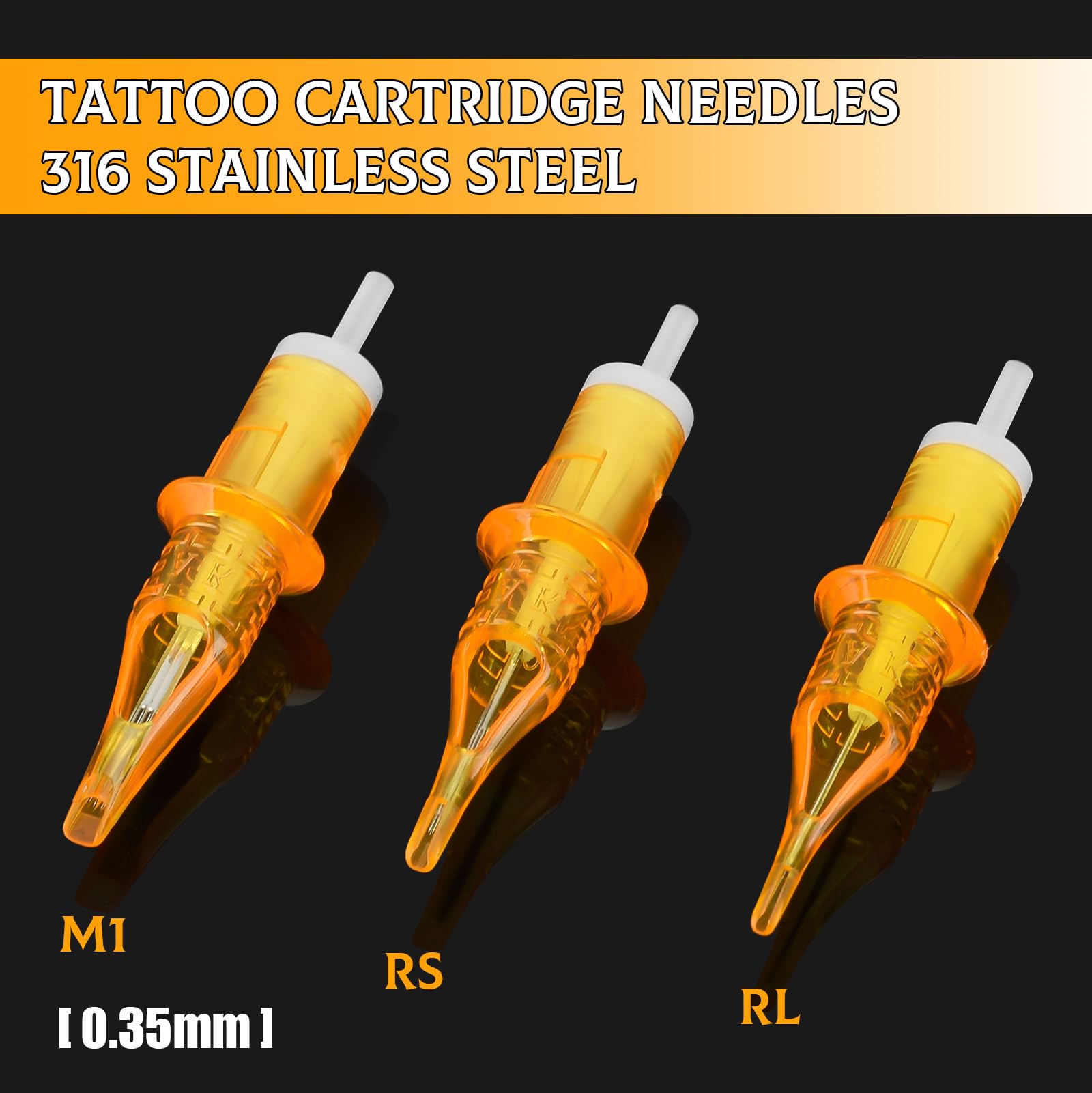 ATOMUS 50Pcs Tattoo Cartridge Needles Assorted Mixed Size Round Liner Shader Magnum Round Mag # 12 Standard Gold 3RL 5RL 7RL 9RL 3RS 5RS 7RS 9RS 5M1 7M1 Silicone Tattoo Needles for Tattoo Pen - Image 3
