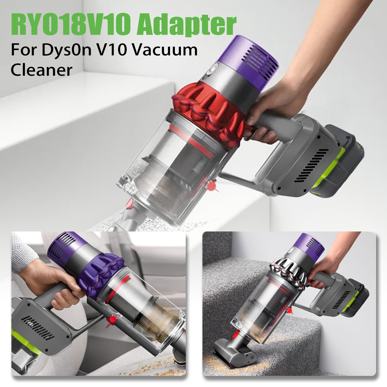 TPDL Adaptateur V10 pour Batterie Ryobi 18 V, convertit en aspirateur à Main Dyson V10 SV12 Battery Animal Absolute