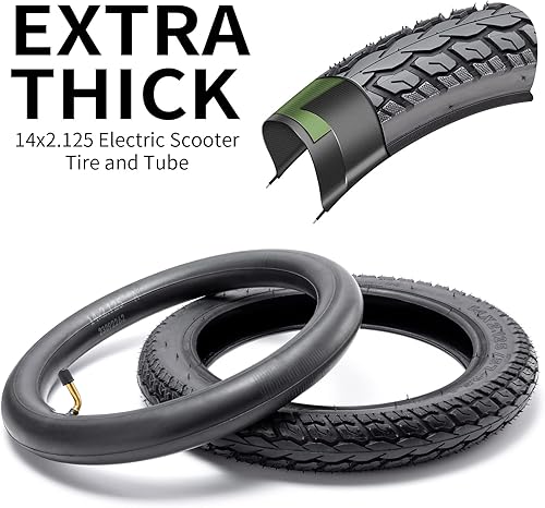 Miniatura 4 de Juego de neumáticos y tubos de alta resistencia de 14 x 2.125 57-254 con vástago de válvula en ángulo, tubo de neumático de scooter eléctrico de 14