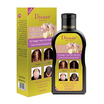DISAAR BEAUTY Hair Shampoo Anti-Hair Loss Hair Growth Ginger Extract Regrowth Repair Clean Scalp Regeneration Plant Dye Herbal Treatment 200ml / 6.76fl.oz