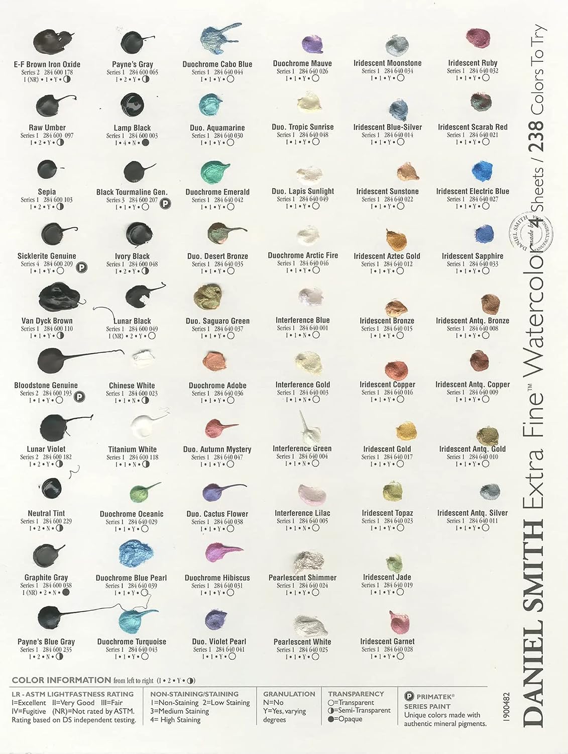 DANIEL SMITH 238 Watercolor Dot Color Chart, 4 Sheets, 1900482, 4 Count (Pack of 1)