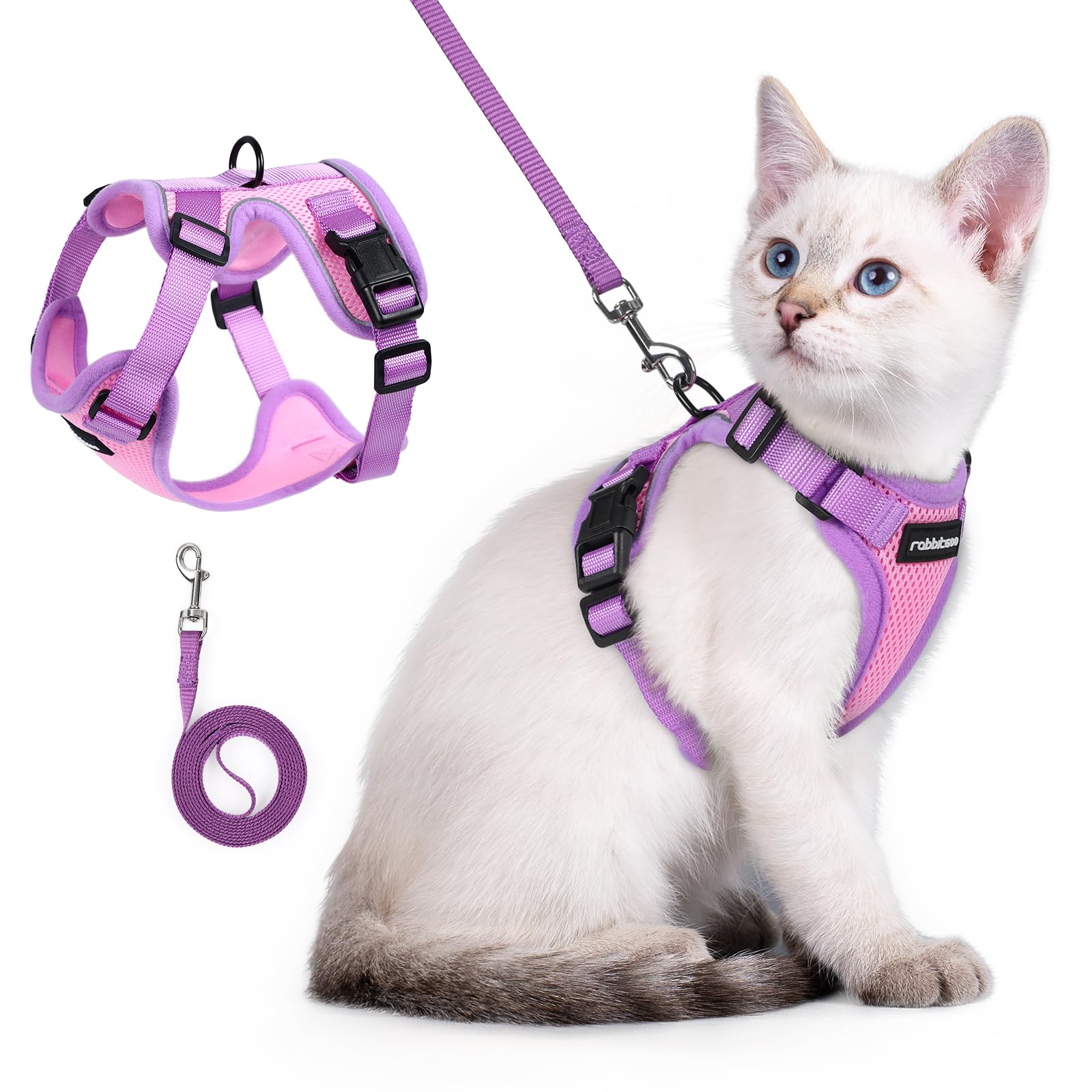 rabbitgoo Cat Harness and Leash Set, Escape Proof, Pink &amp; Purple
