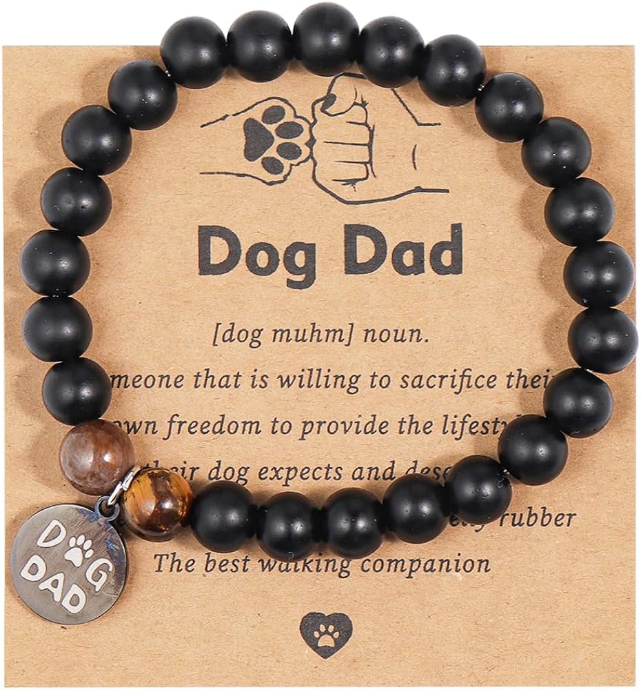 Dog Charm Bracelet For Dog Lovers - Natural Stone Bead Bracelet Gift For Dog Moms & Dads