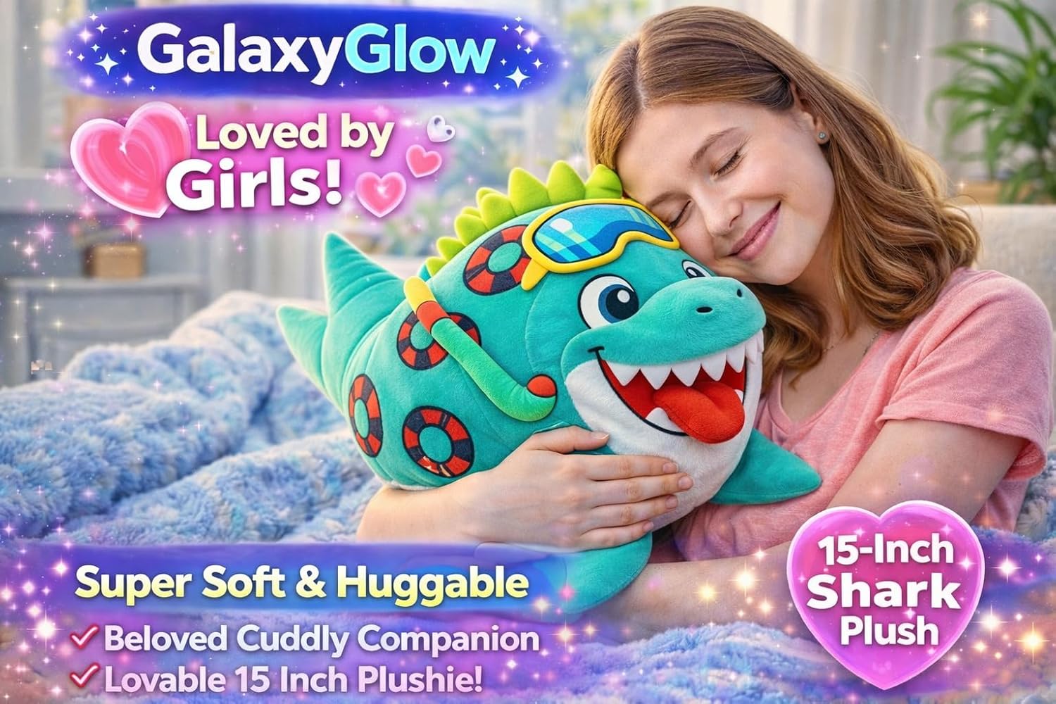 15-Inch Dinosaur -Shark Hybrid Plush – Jumbo 2-in-1 Unique Dino Shark Stuffed Animal, Soft Premium Minky Fabric Huggable Plush Gift for Kids, Boys & Girls, Unique Sea Creature Toy for Kids