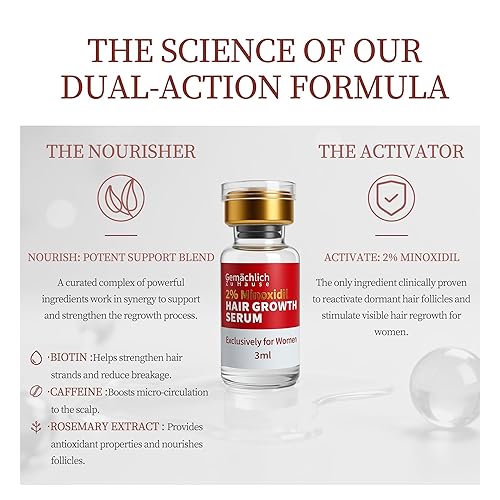 Miniatura 3 de Minoxidil para el crecimiento del cabello con biotina, solución tópica de suero de minoxidil extra fuerte con romero para tratamientos de